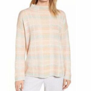 Lou & Grey Women's Plaid Sweater - Cream and Peach